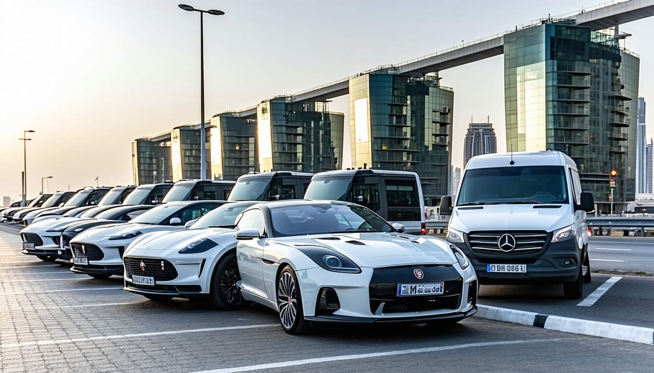 Modern vehicle fleet for Dubai road journeys